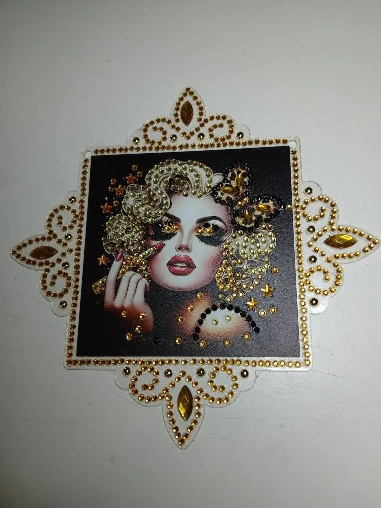 Golden glam portrait diamond art by Liz