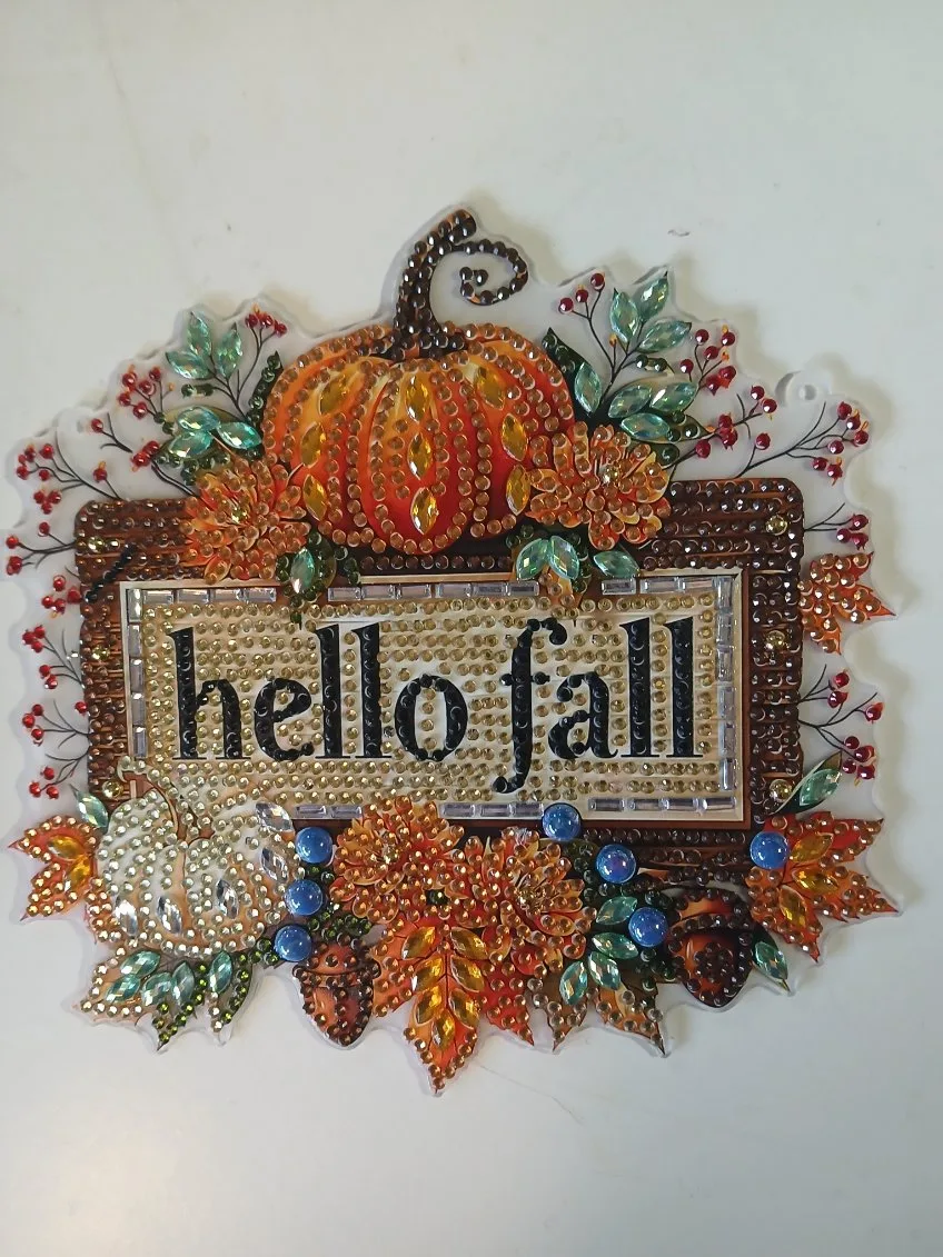 Hello fall sign diamond art by Liz
