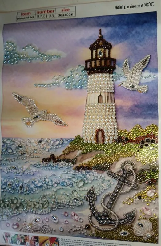Seaside lighthouse diamond art by Liz