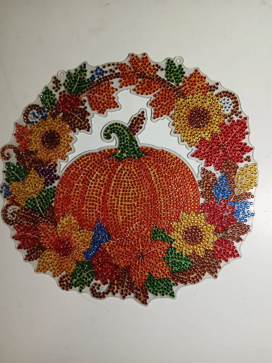 Pumpkin wreath diamond art by Liz