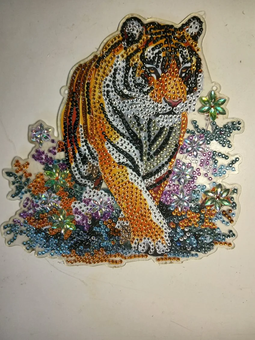 Tiger in bloom diamond art by Liz