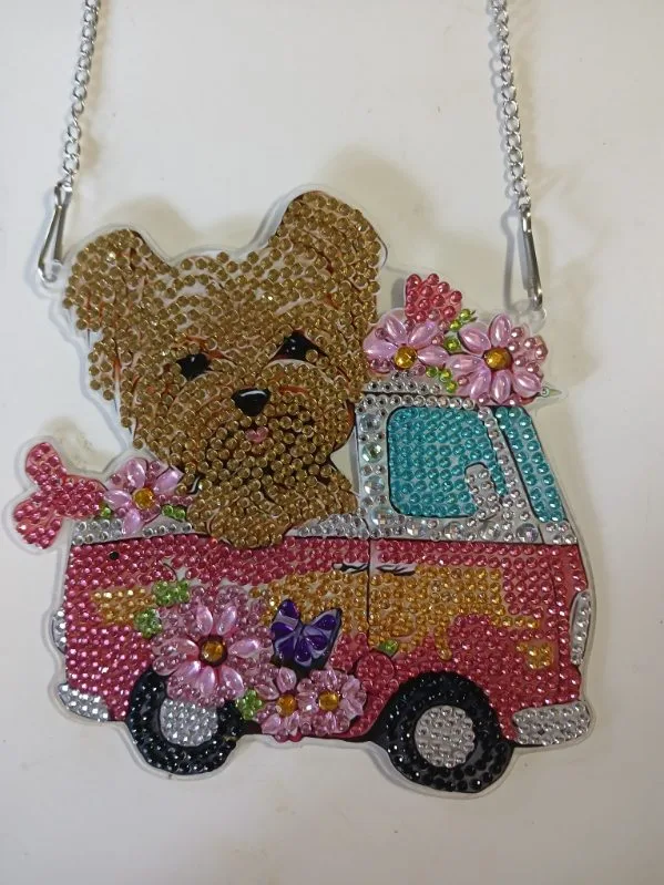 Yorkie road trip diamond art by Liz